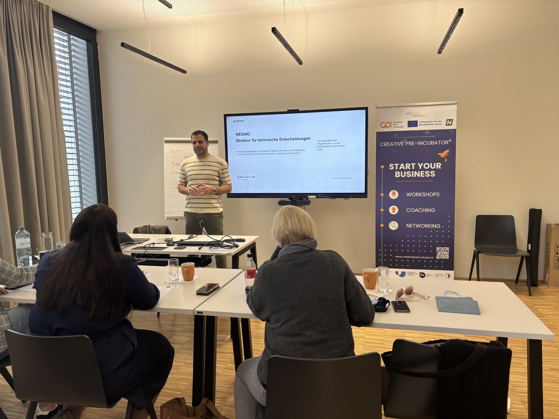 NEXAKI Präsentation zu technischen Entscheidungen im Creative Pre-Incubator